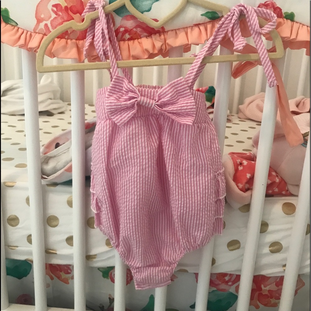 Rufflebutt pink seersucker bubble